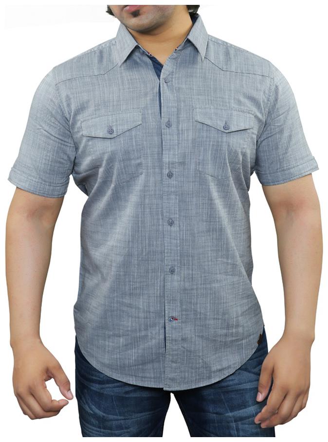 

Red Chief Men Grey Solid Regular Fit Casual Shirt