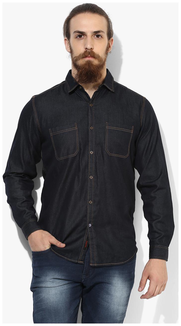 

Red Chief Men Black Solid Regular Fit Casual Shirt