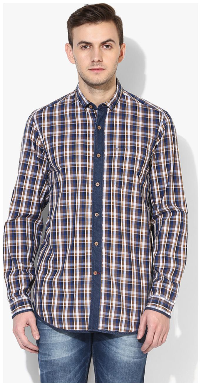 

Red Chief Men Blue Checked Regular Fit Casual Shirt