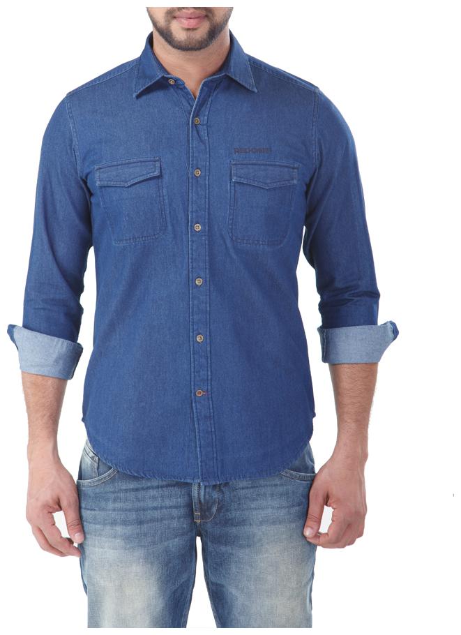 

Red Chief Men Blue Solid Regular Fit Casual Shirt