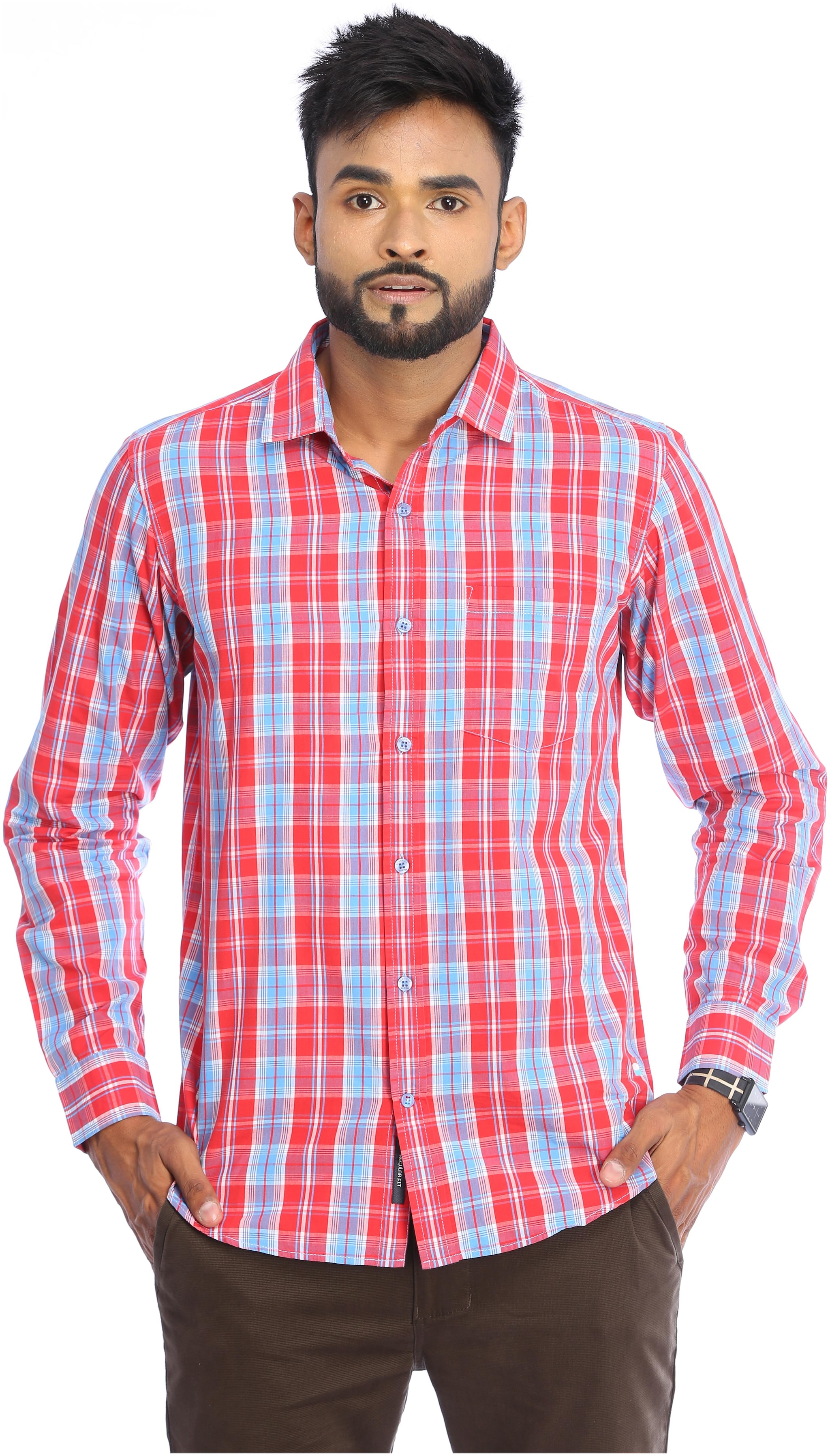 

Red Chief Men Blue Checked Regular Fit Casual Shirt