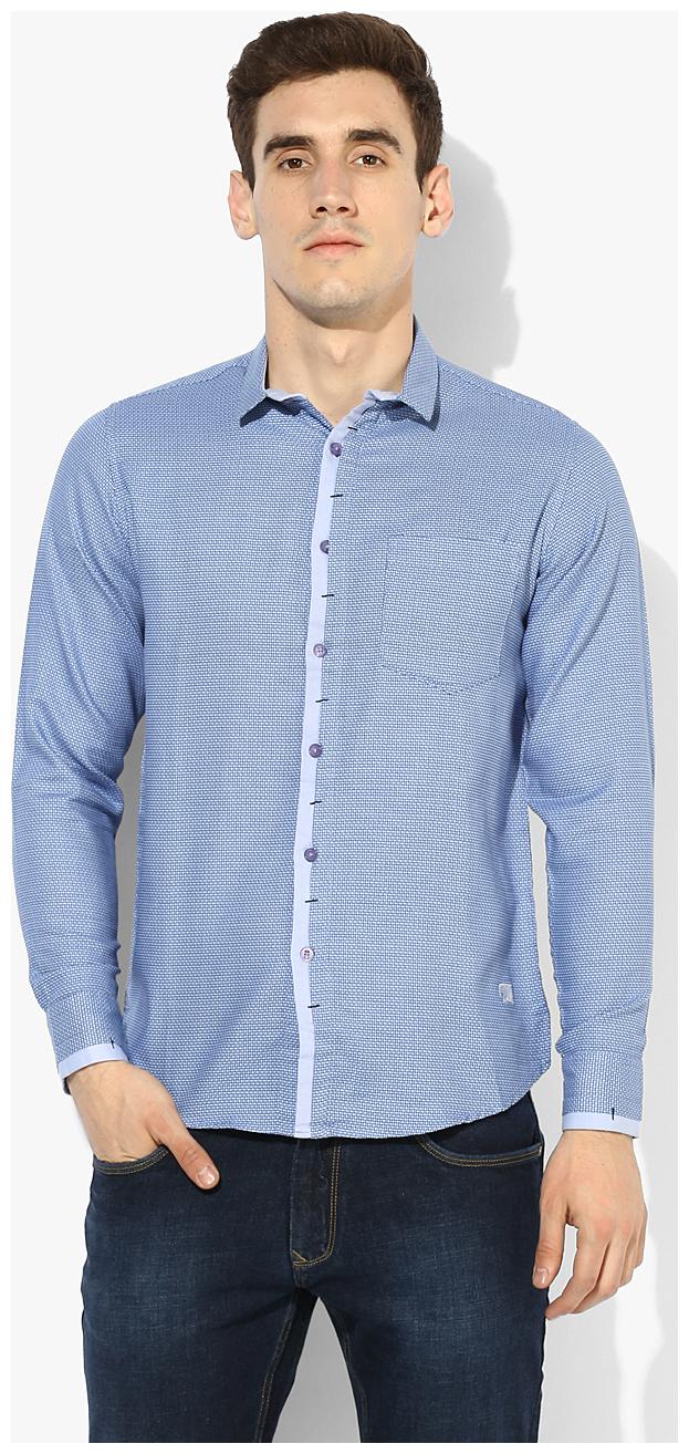 

Red Chief Men Blue Solid Regular Fit Casual Shirt