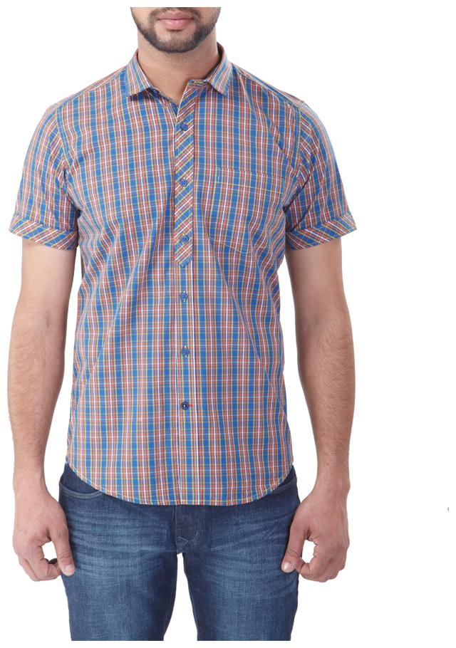 

Red Chief Men Blue Checked Regular Fit Casual Shirt