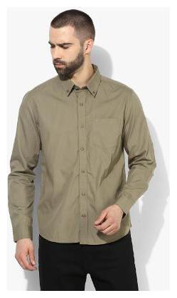 

Red Chief Men Brown Solid Regular Fit Casual Shirt