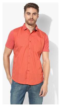 

Red Chief Men Red Solid Regular Fit Casual Shirt