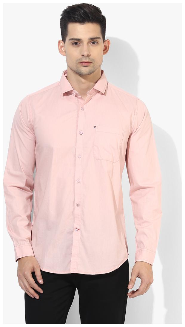 

Red Chief Men Pink Solid Regular Fit Casual Shirt