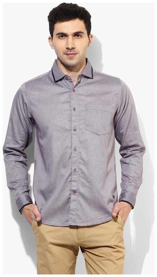 

Red Chief Men Grey Solid Regular Fit Casual Shirt