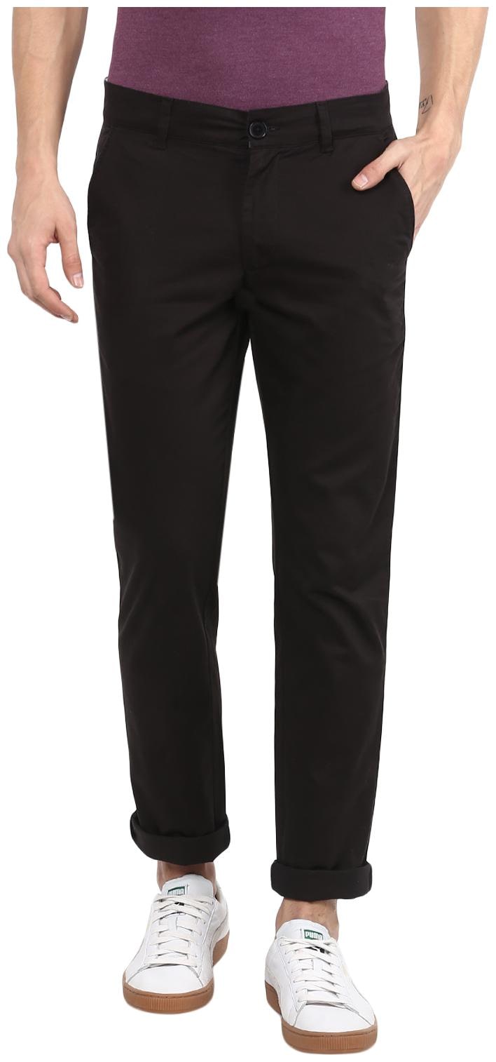 

Red Chief Men Black Solid Regular fit Wrinkle free Regular trousers