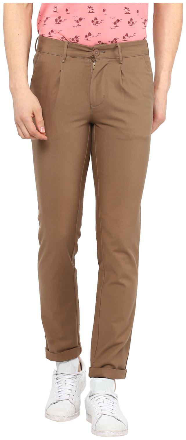 

Red Chief Men Brown Solid Regular fit Wrinkle free Regular trousers