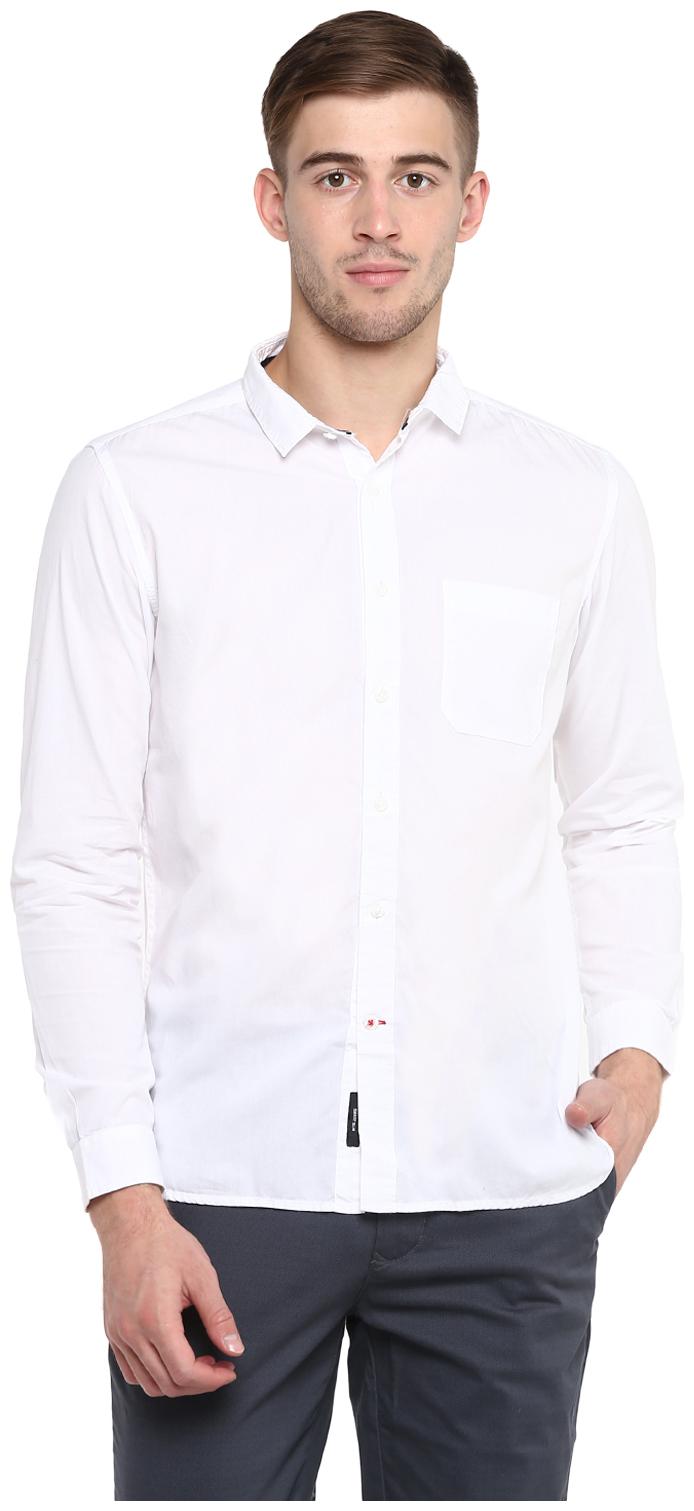 

Red Chief Men White Solid Slim Fit Casual Shirt