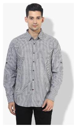 

Red Chief Men Grey Checked Regular Fit Casual Shirt
