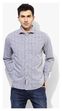 

Red Chief Men Grey Checked Slim Fit Casual Shirt