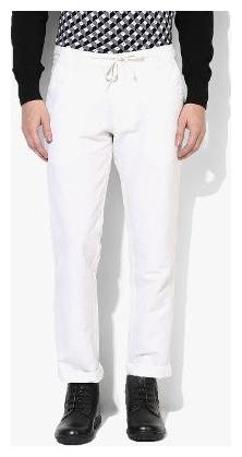 

Red Chief Men White Solid Slim fit Regular trousers