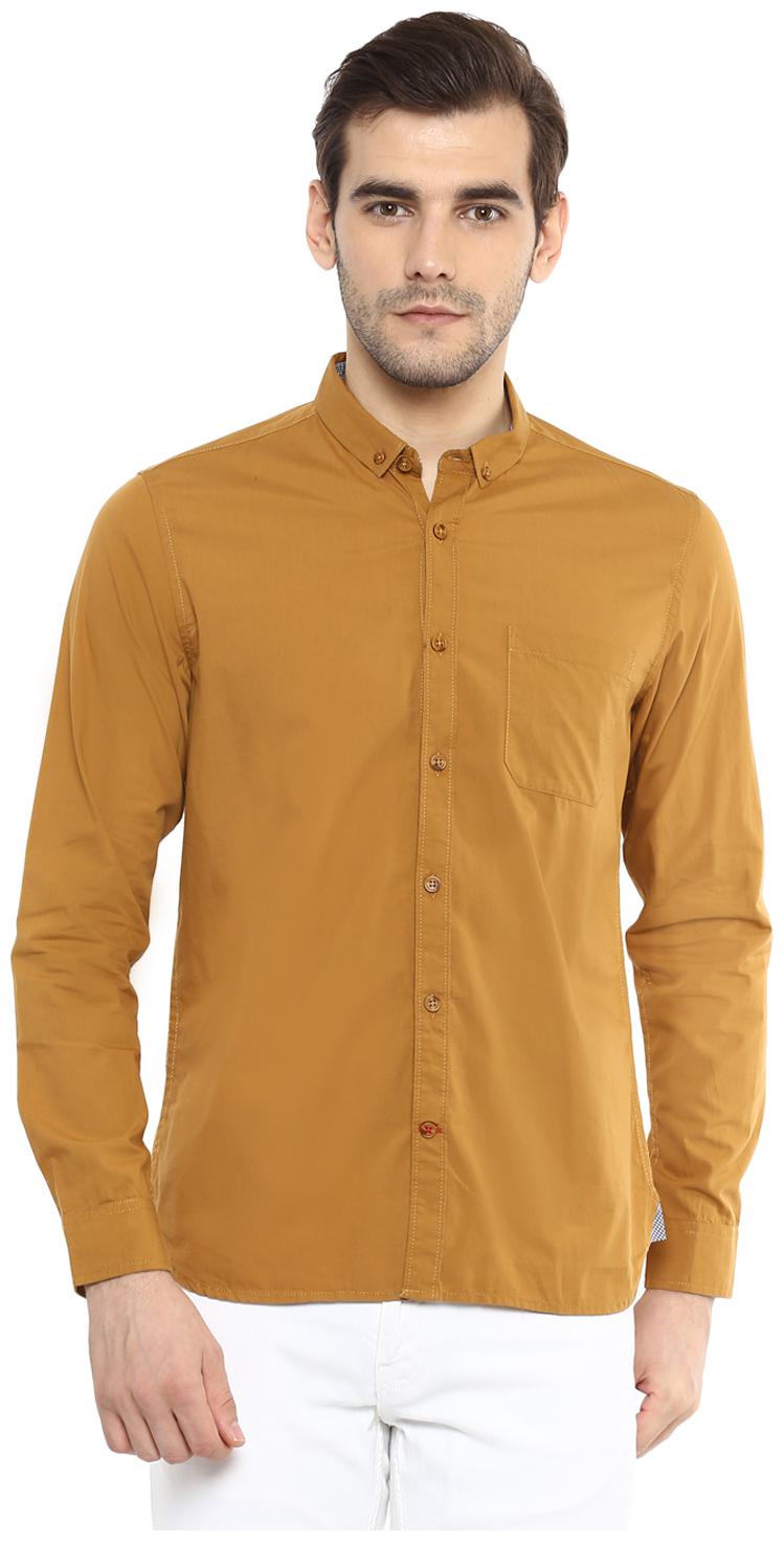 

Red Chief Men Yellow Solid Regular Fit Casual Shirt