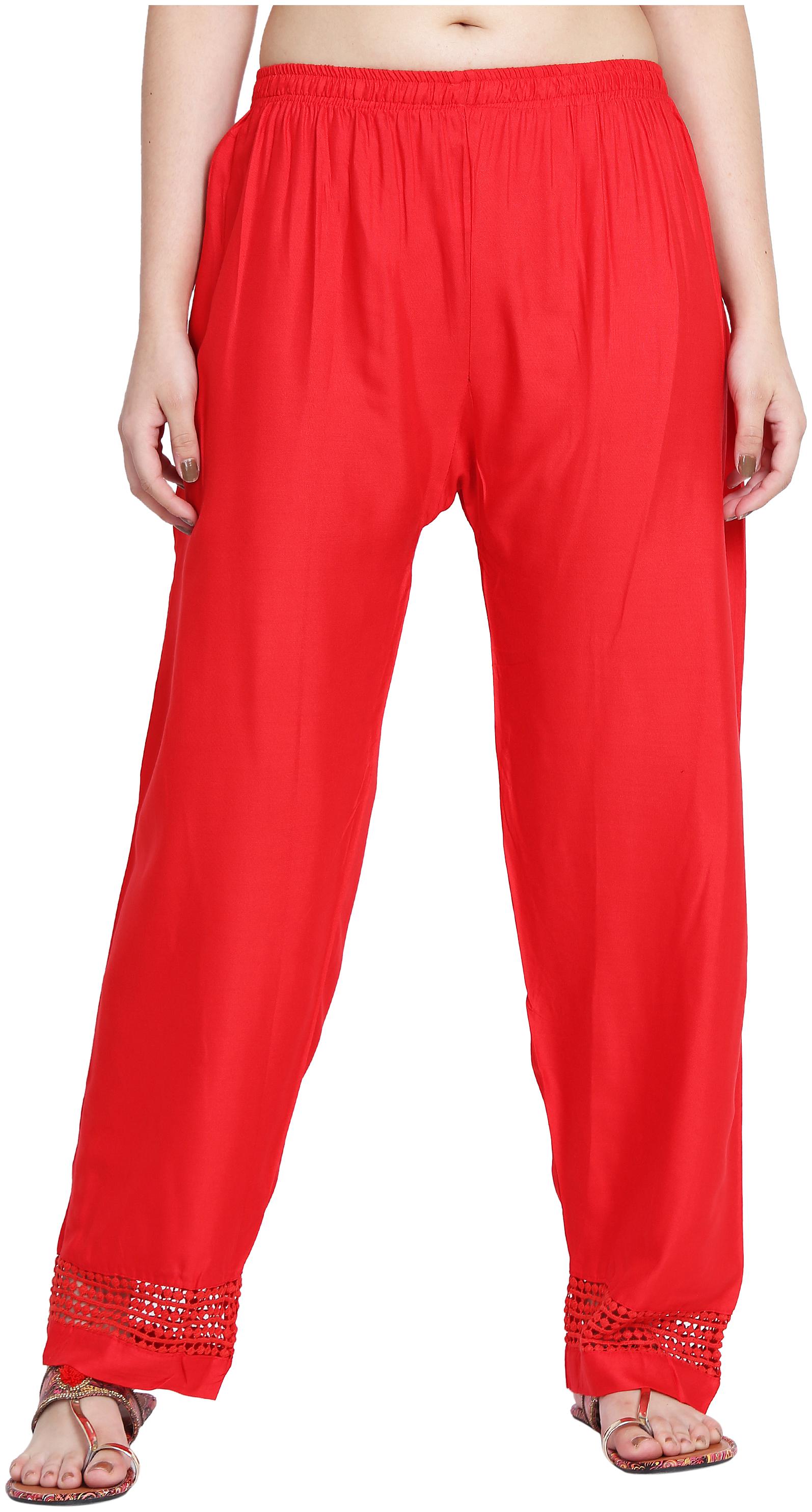 

ASMAANI Red Solid Flared Palazzo