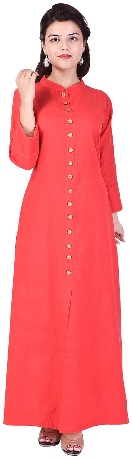 

red cotton a-line kurta