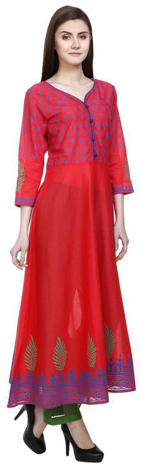 

red cotton flared kurta
