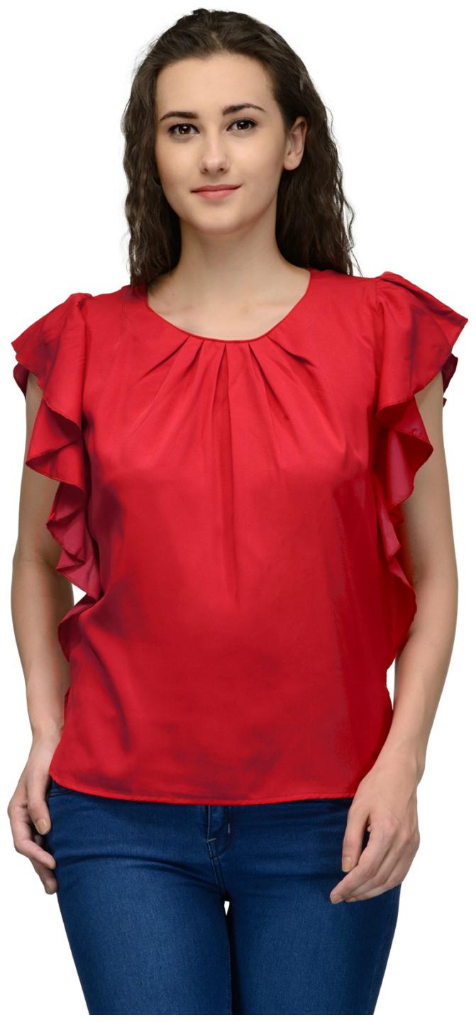 

Chrome Coral Women Solid Regular top - Red