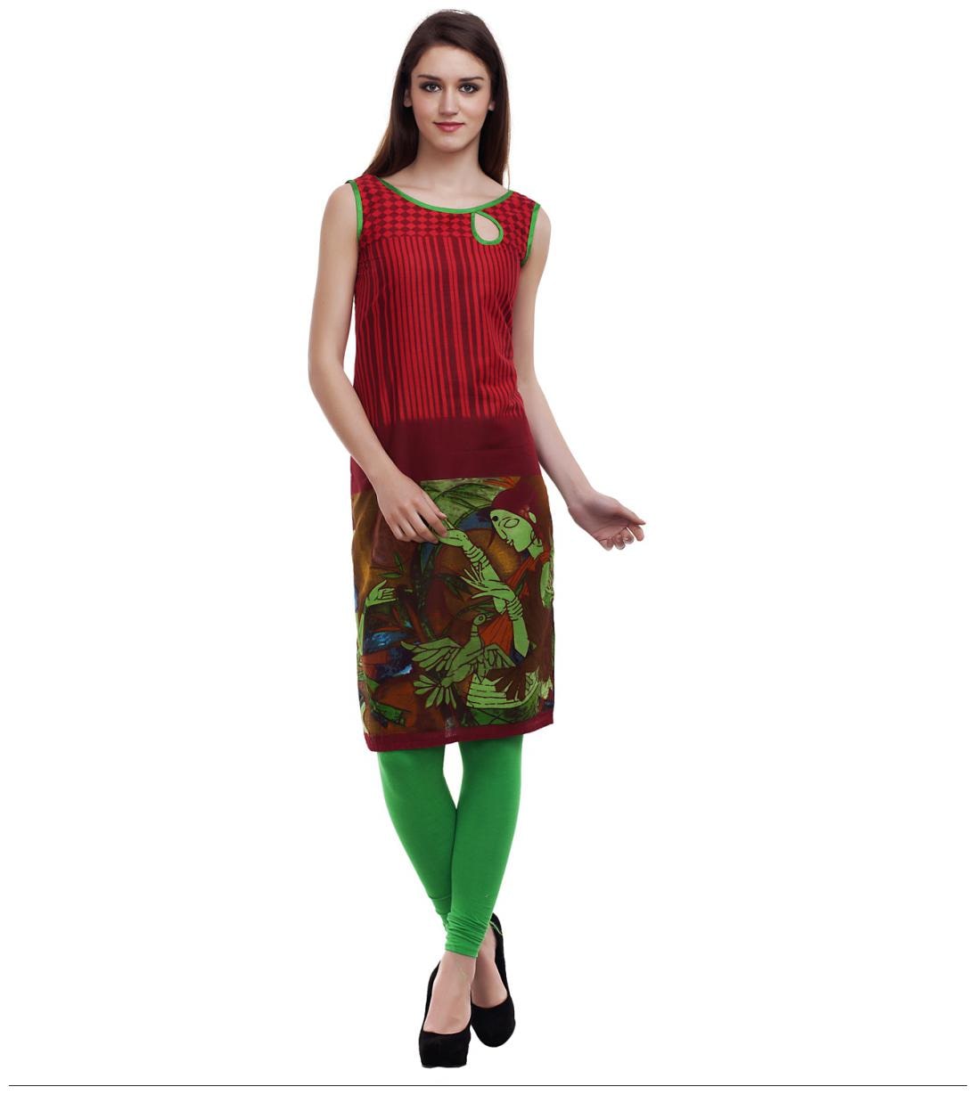 

Enchanted Drapes Women Red Printed Regular Kurti