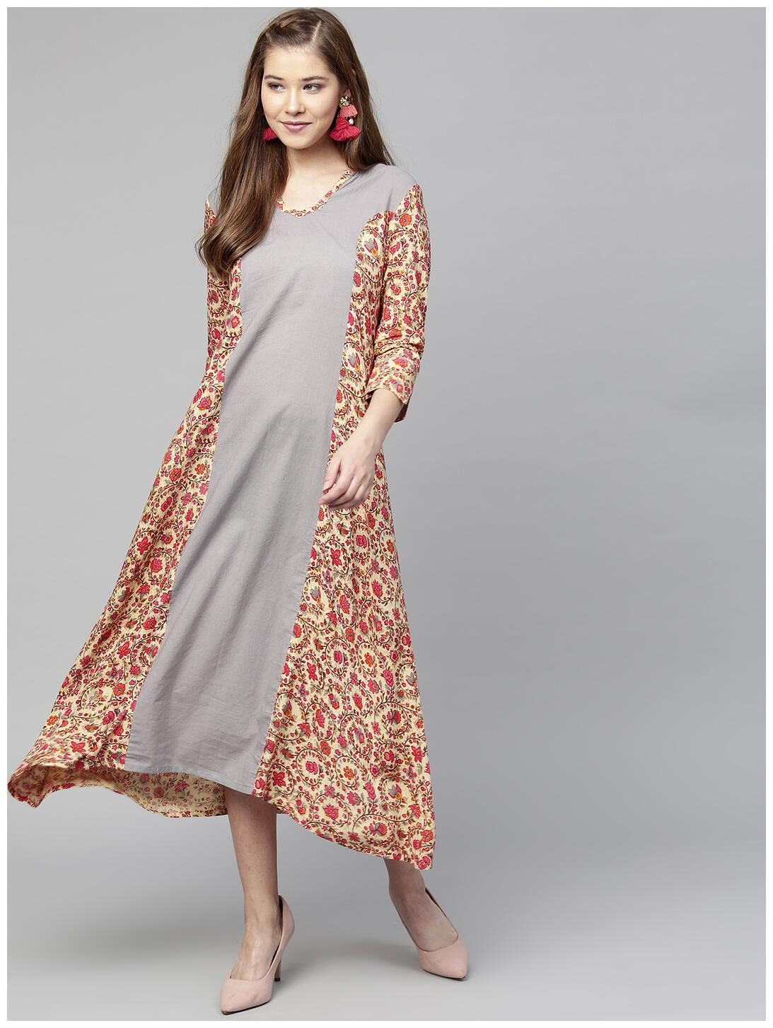 

AASI- HOUSE OF NAYO Red Printed A-line dress