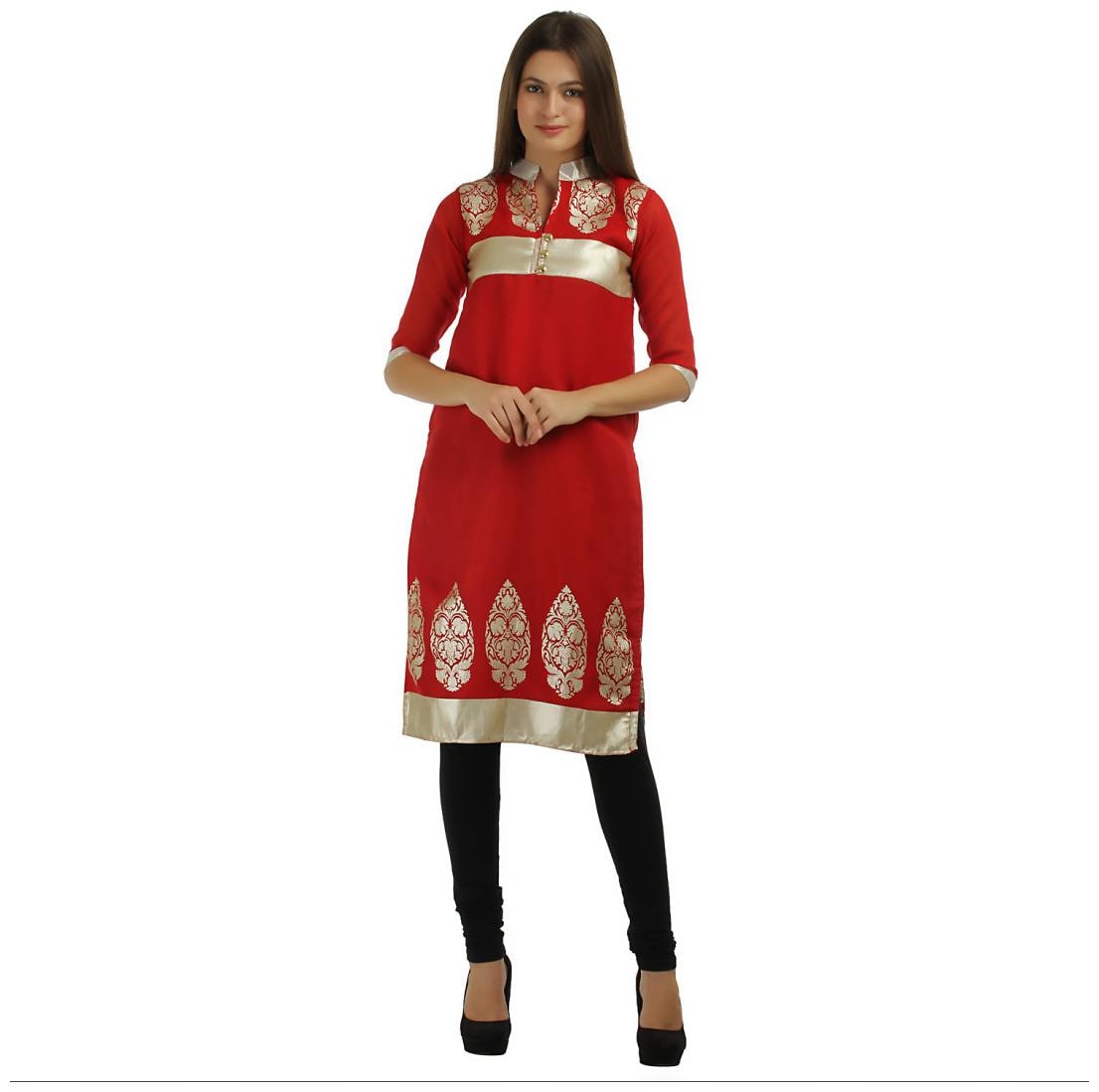 

Enchanted Drapes Women Red Printed Regular Kurti