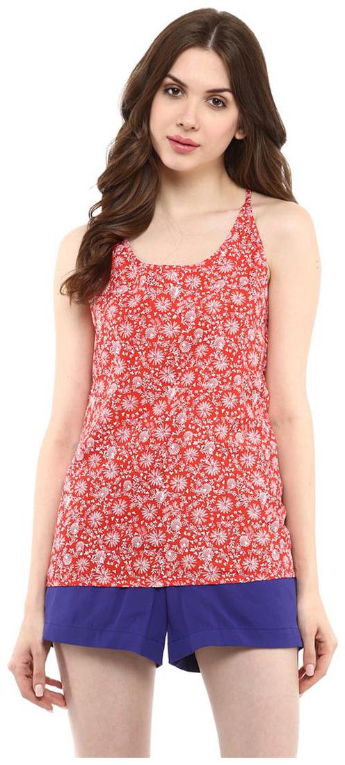 

Red printed strap top