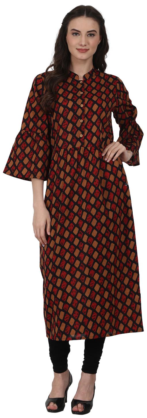 

Nayo Women Red Printed Straight Kurta