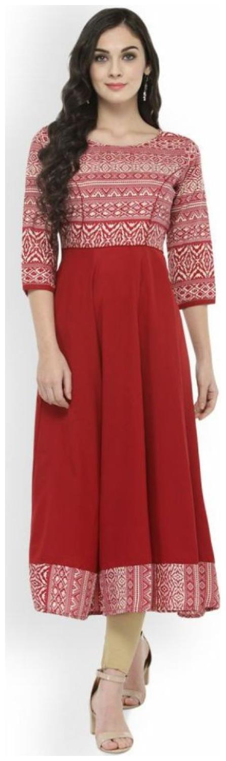 

ForeverYoung Women Red Printed Anarkali Kurta