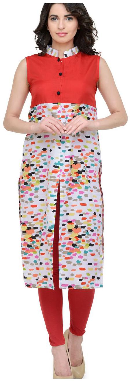 

Red Rainbow Collar Kurti