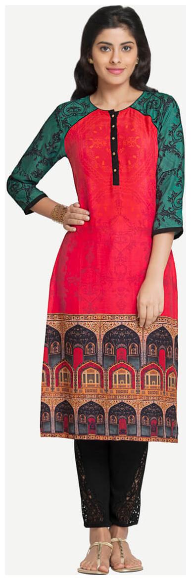 

NAARI Women Red Printed Straight Kurti