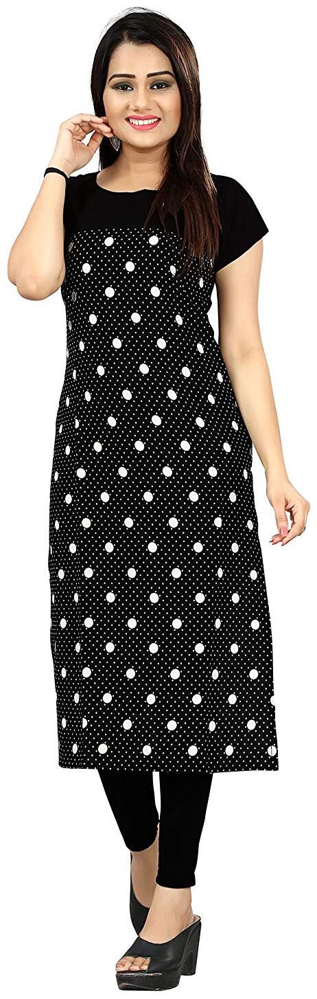 

RED ROSE FASHION Women Black Printed Straight Kurta