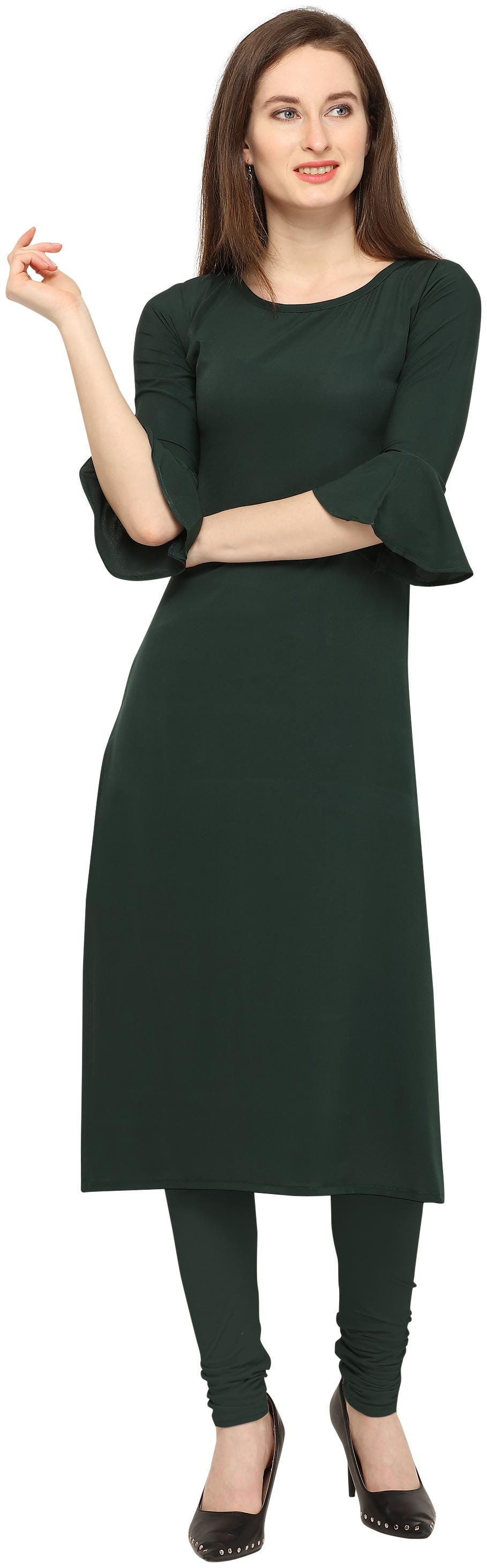 

RED ROSE FASHION Women Green Solid Straight Kurta