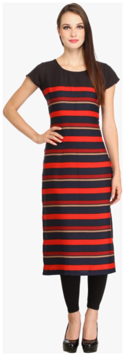 

Red Rose Fashion Women Striped Straight Kurta
