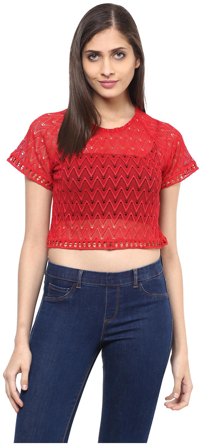 

109 F Women Printed Regular top - Red