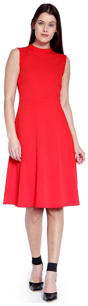 

Trendy Divva Red Geometric A-line dress