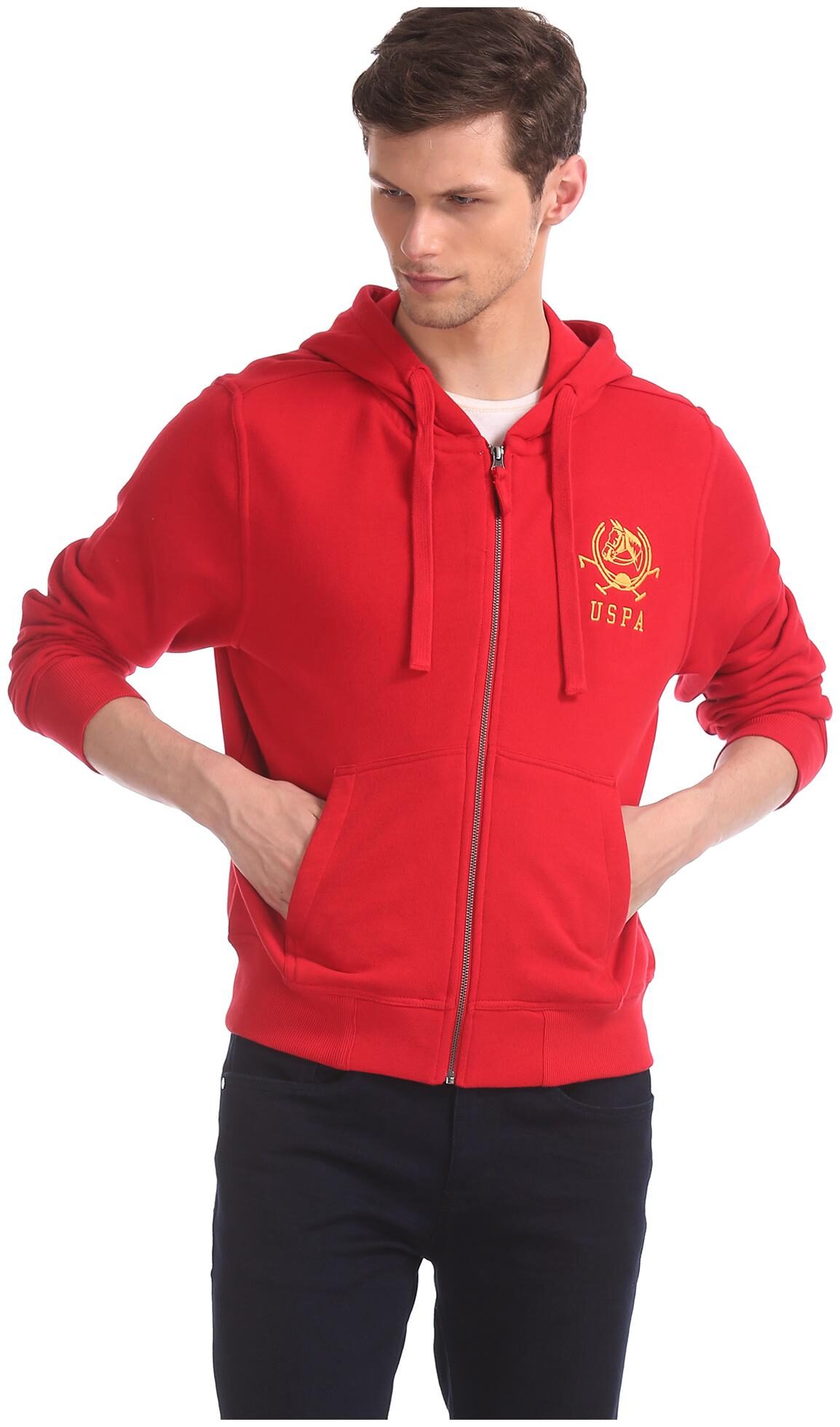 

U S Polo Assn Men Red Hooded Sweatshirt