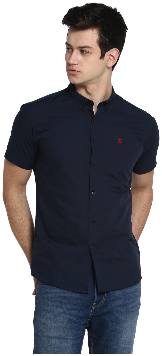 

Red Tape Men Navy Blue Solid Regular Fit Casual Shirt