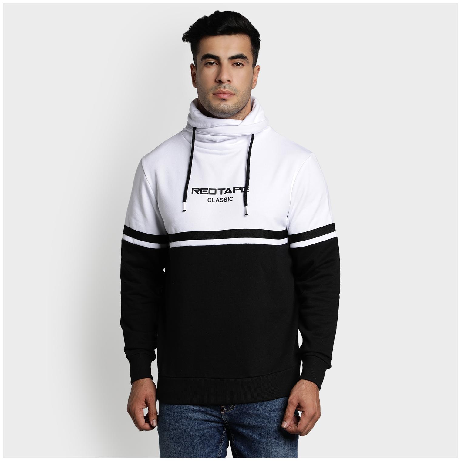 

Red Tape Men Black White High neck Sweatshirt