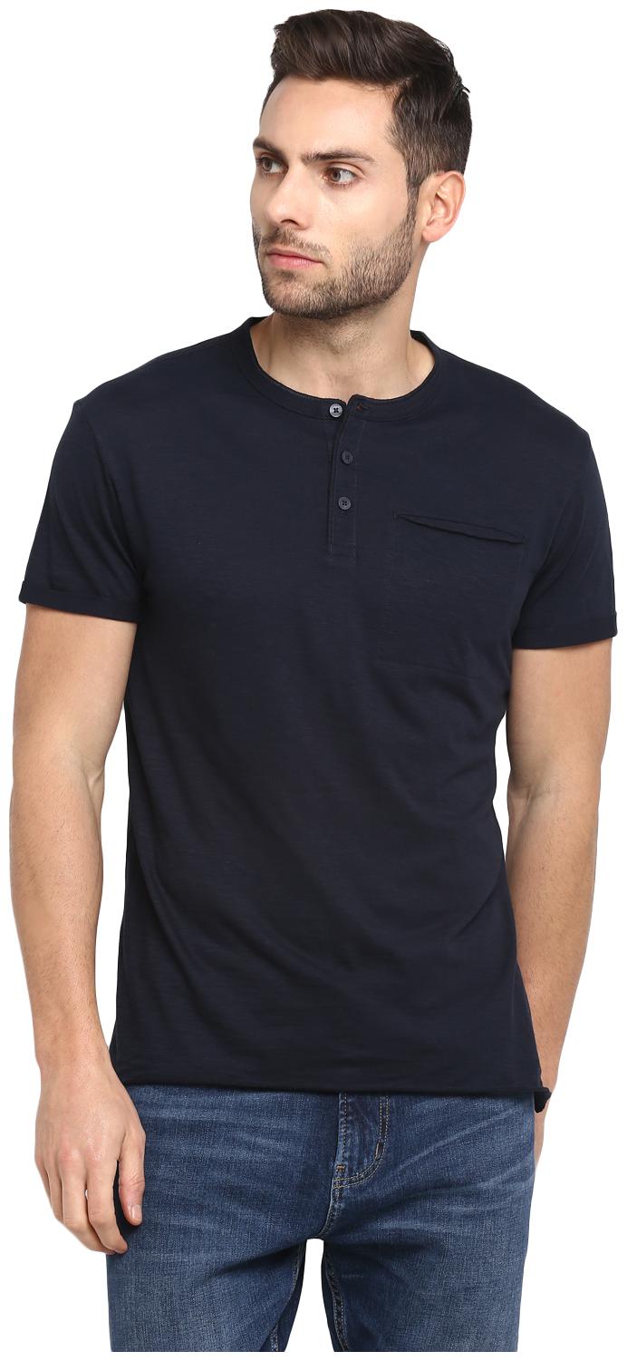 

Red Tape Men Navy blue Regular fit Cotton Henley neck T-Shirt - Pack Of 1
