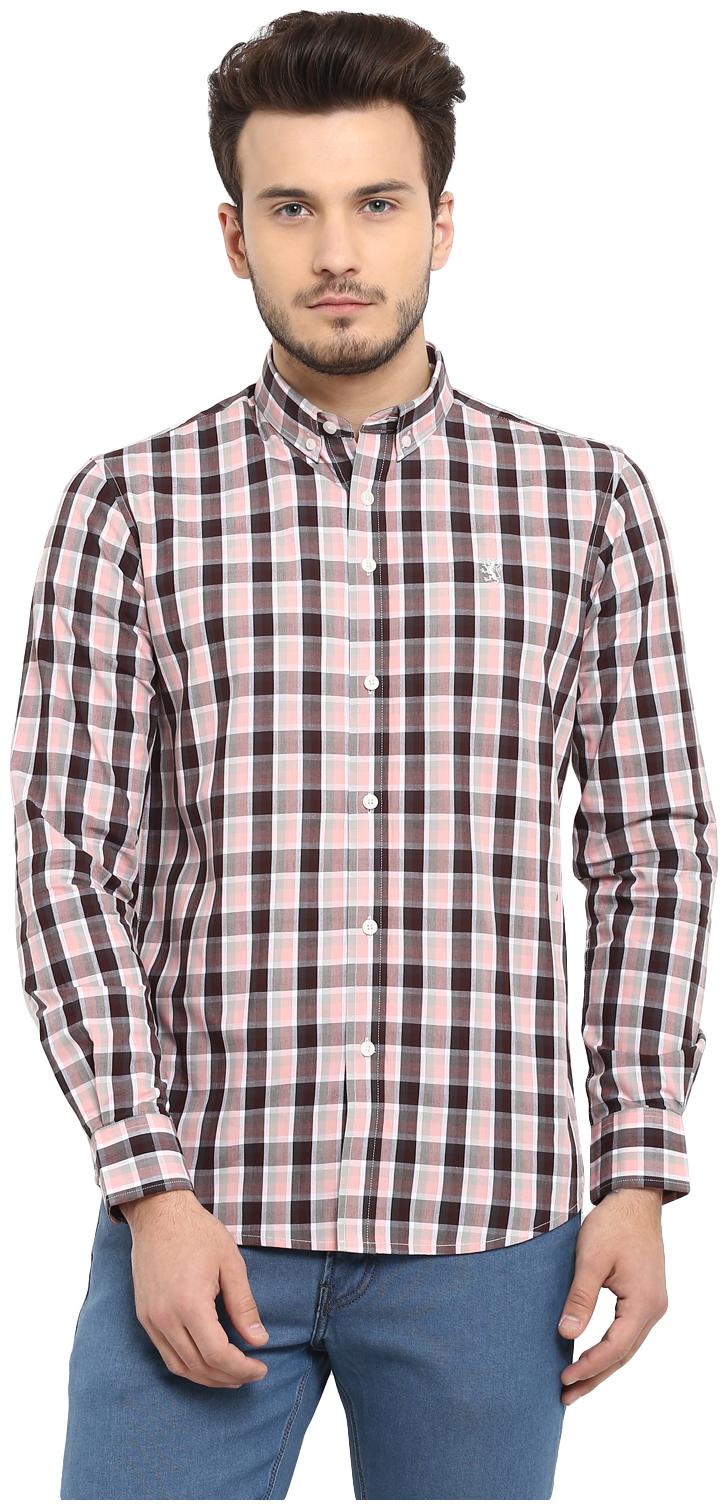 

Red Tape Men Pink Black Checked Regular Fit Casual Shirt