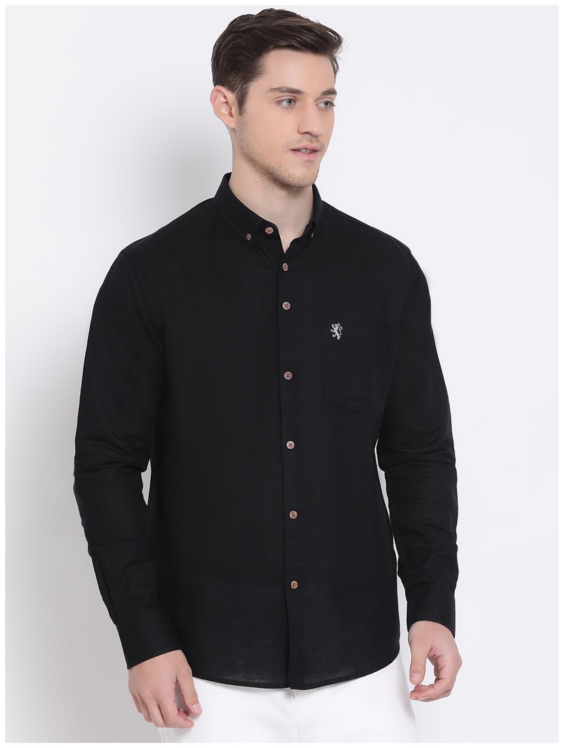 

Red Tape Men Black Solid Regular Fit Casual Shirt