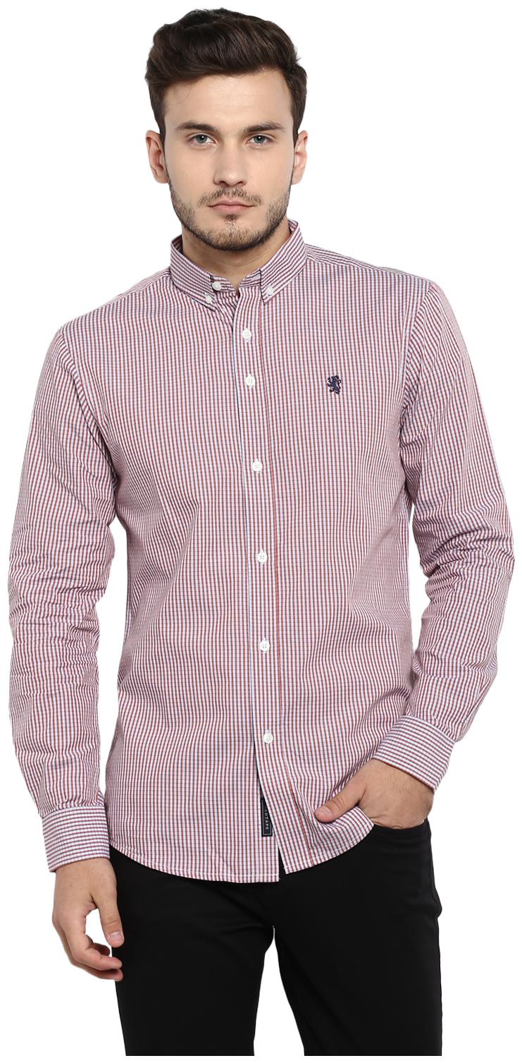 

Red Tape Men Red White Checked Regular Fit Casual Shirt