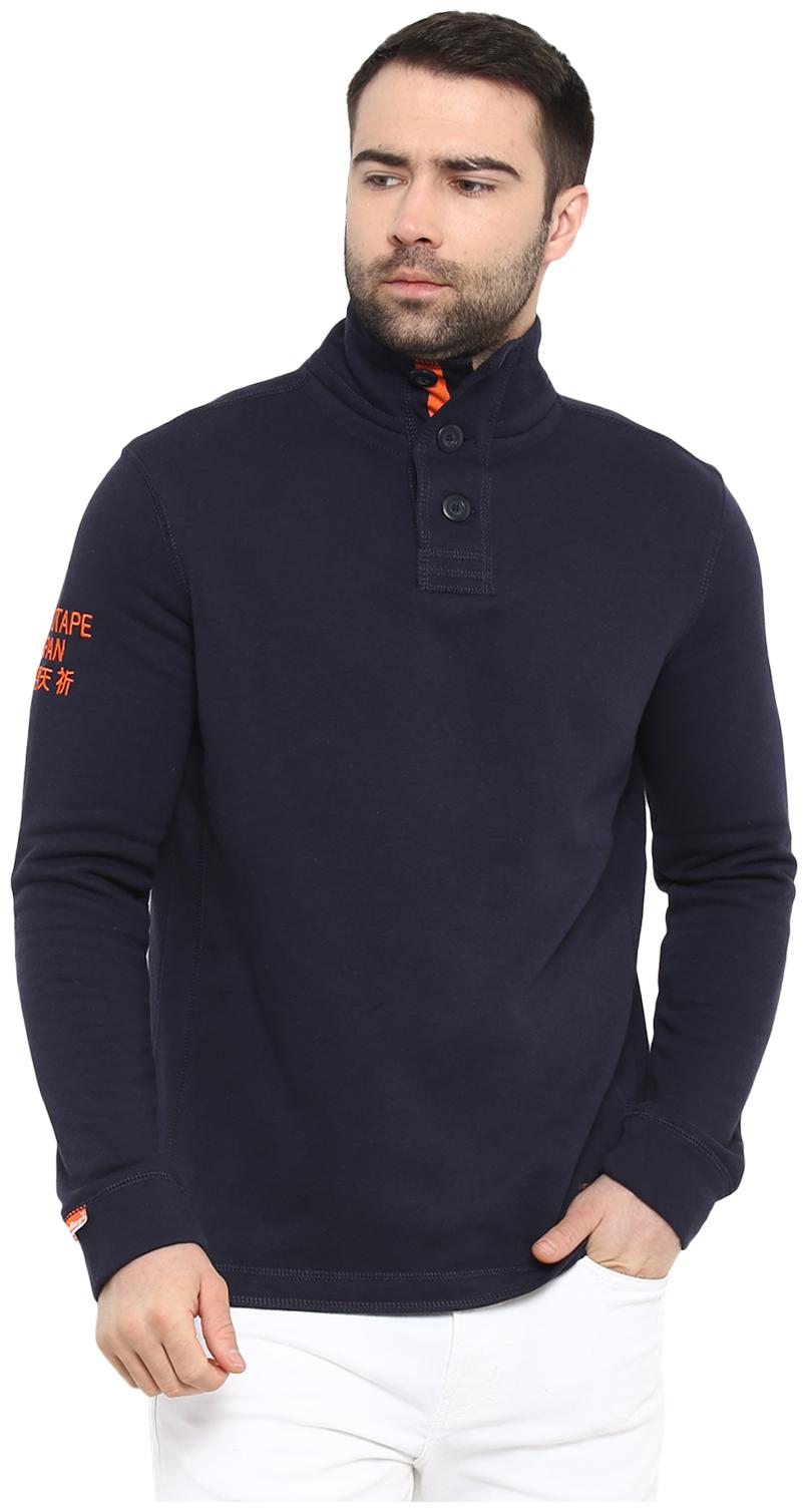 

Red Tape Men Blended Solid Sweatshirt Blue