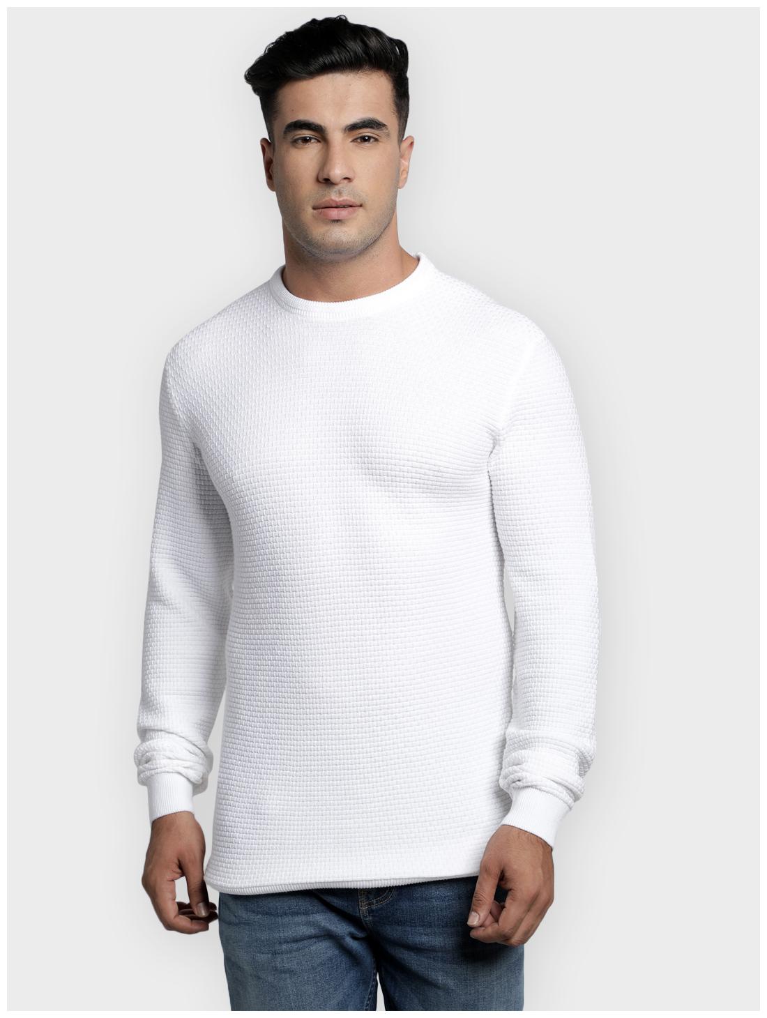 

Red Tape Men White Round neck Longline sweater