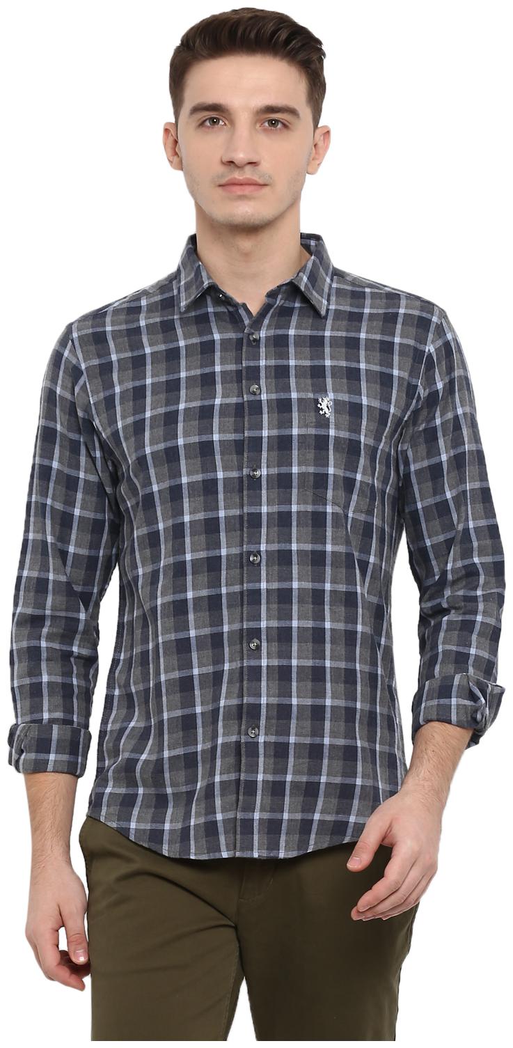 

Red Tape Men Grey Blue Checked Regular Fit Casual Shirt