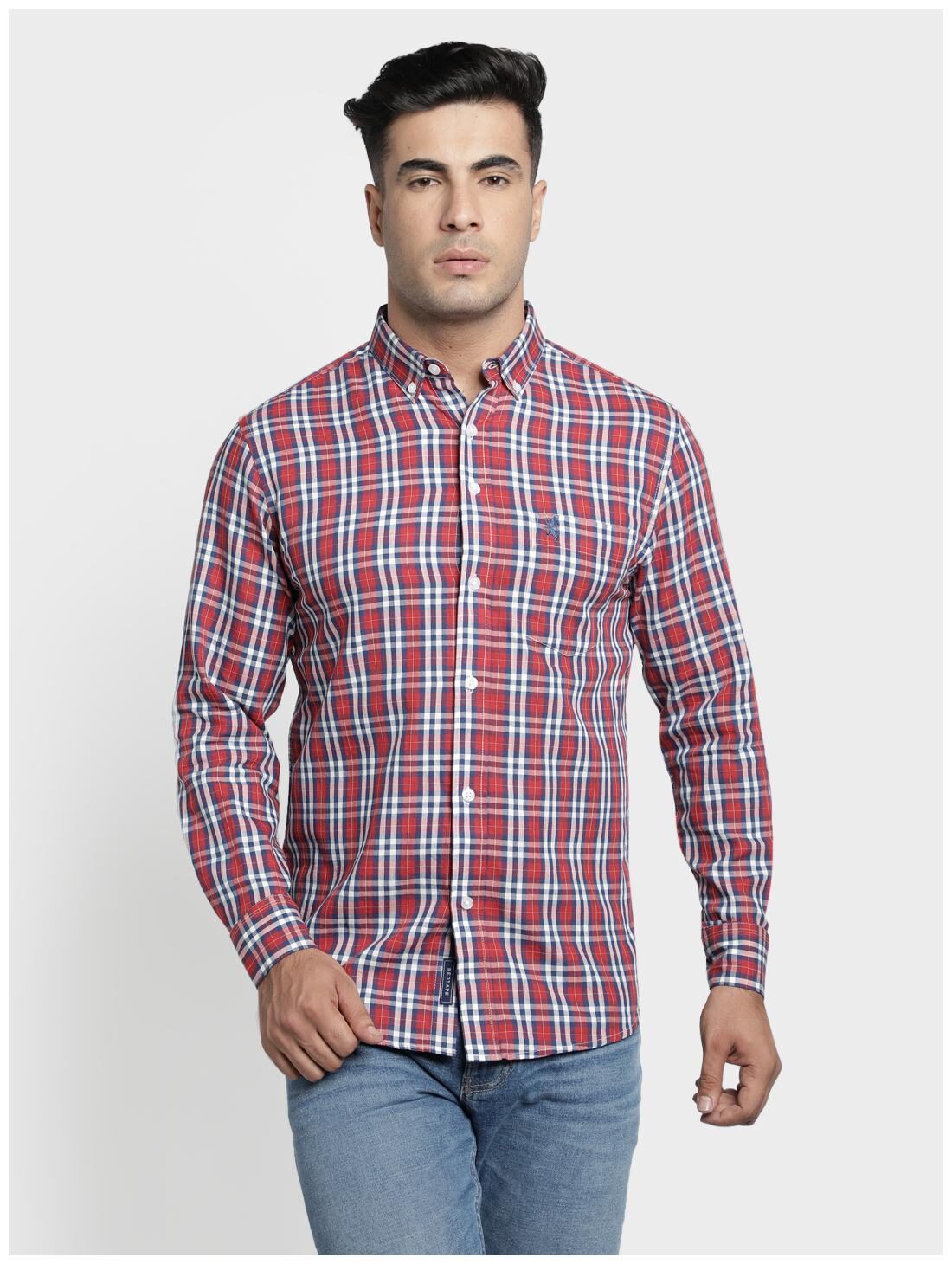 

Red Tape Men Red Blue Checked Regular Fit Casual Shirt