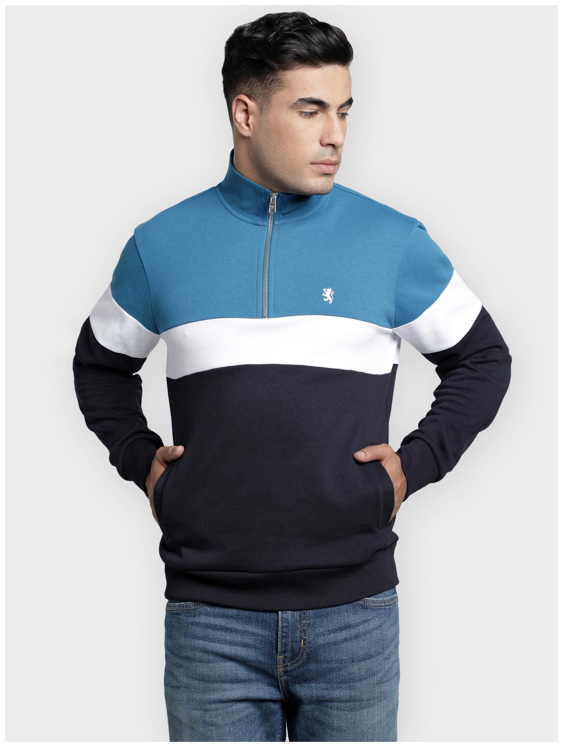 

Red Tape Men Blue White High neck Sweatshirt