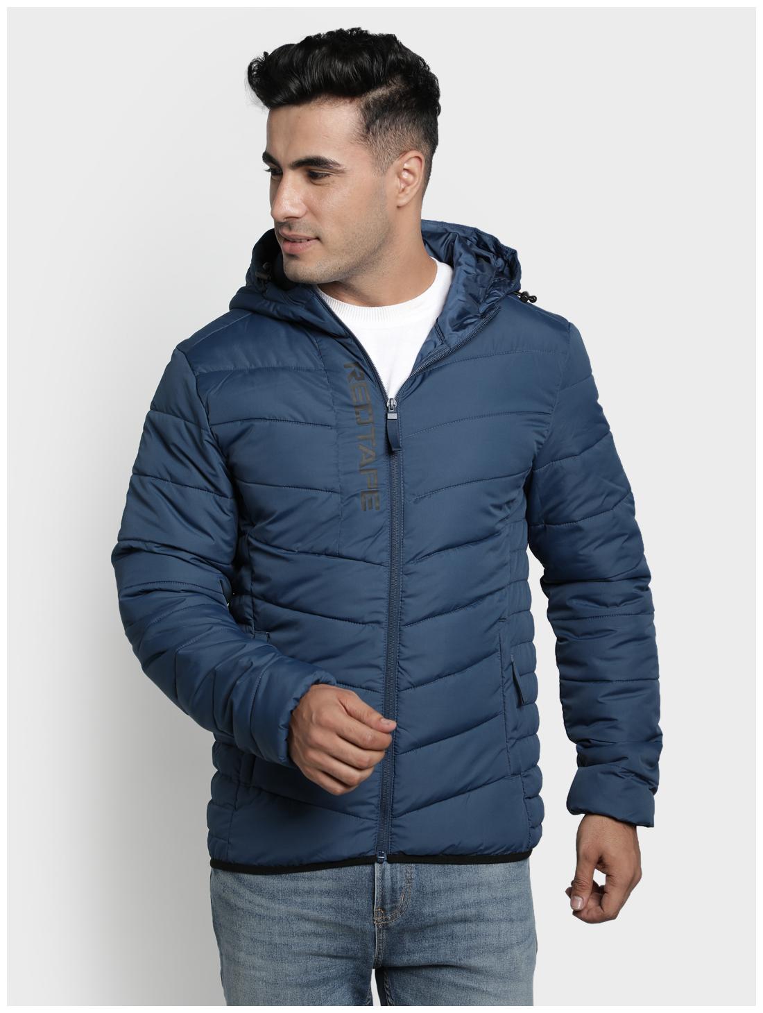 

Red Tape Men Navy blue Solid Bomber jacket