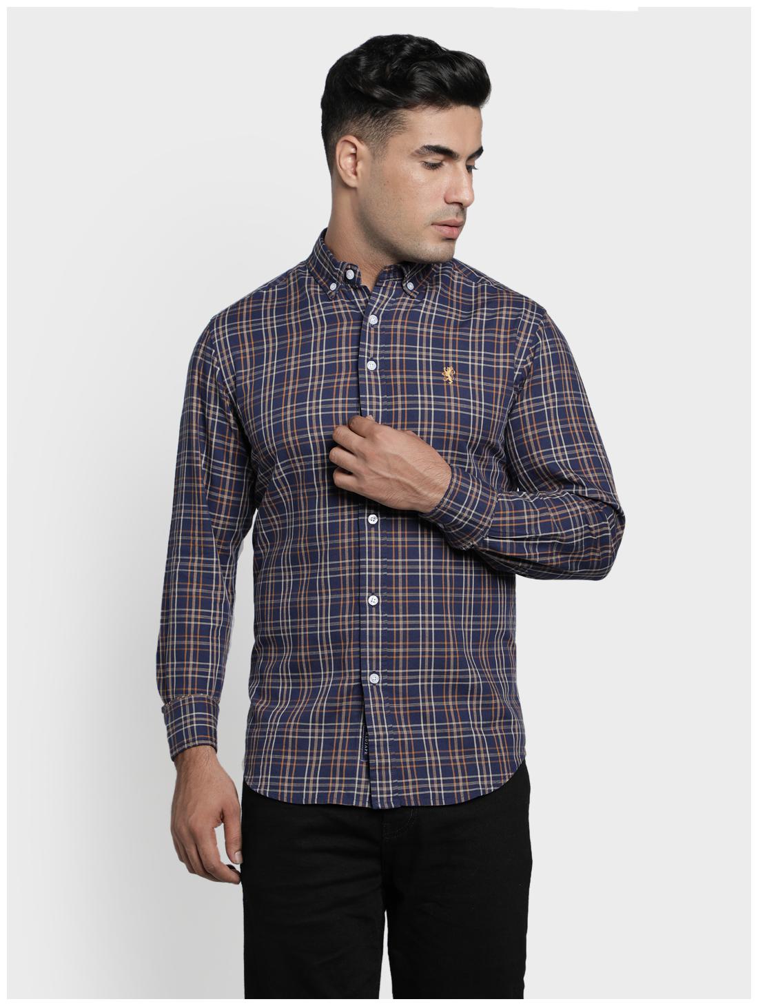 

Red Tape Men Navy Blue Brown Checked Regular Fit Casual Shirt
