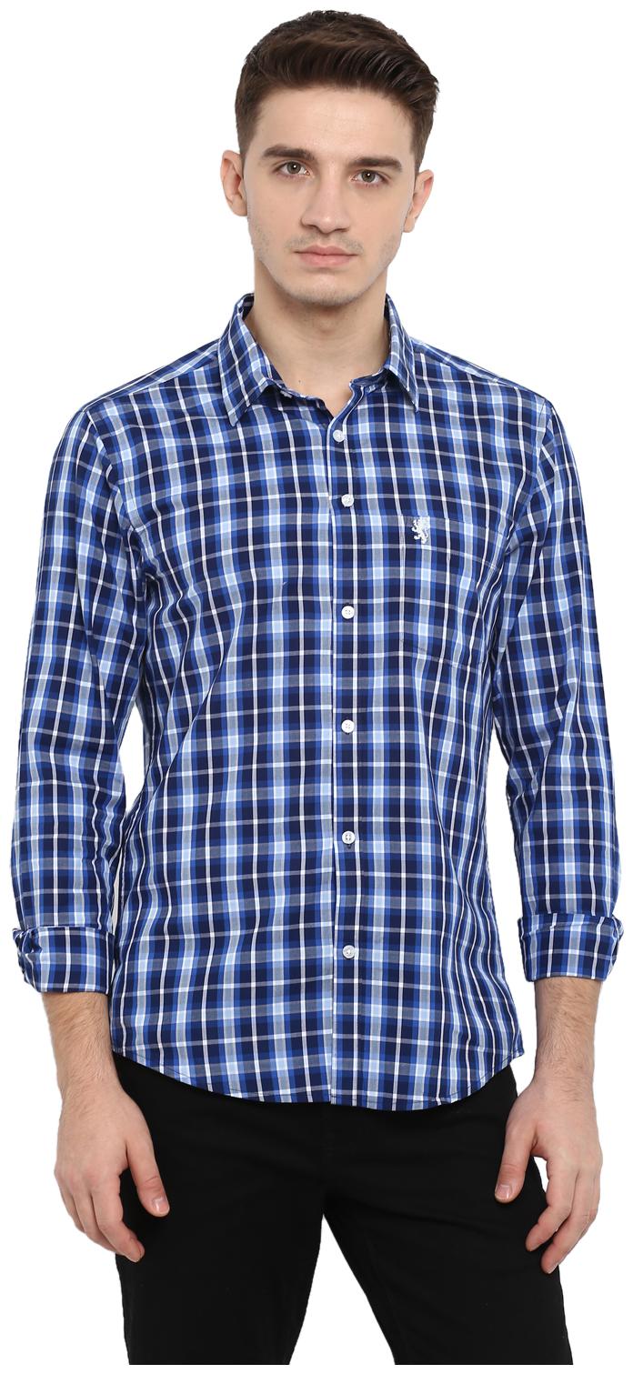 

Red Tape Men Blue White Checked Regular Fit Casual Shirt